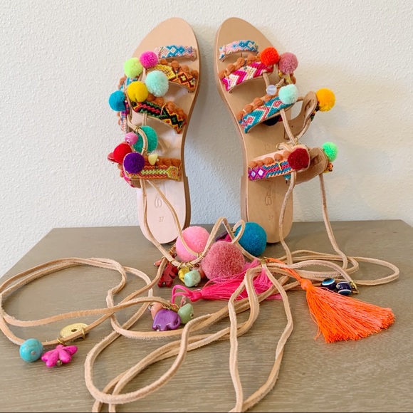 Elina Linardaki Shoes - Elina Linardaki Penny lane pompom sandal NWOT